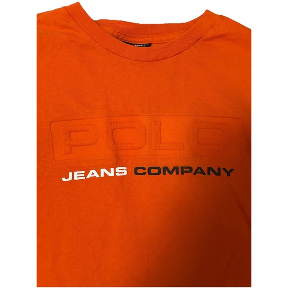 Vintage Polo Jeans Long Sleeve Striped Shirt Men’s Size Large Orange Cotton - Picture 1 of 9